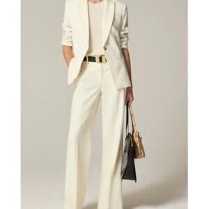 J.Crew Carolina Pants SZ 18 Plus Cream Soft Wool-Blend Twill High-Rise Wide-Leg